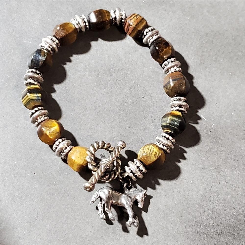 Boutique stone and silver horse bracelet